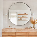 Circular Round Stainless Steel Framed Wall Mounted Bathroom Vanity Mirror